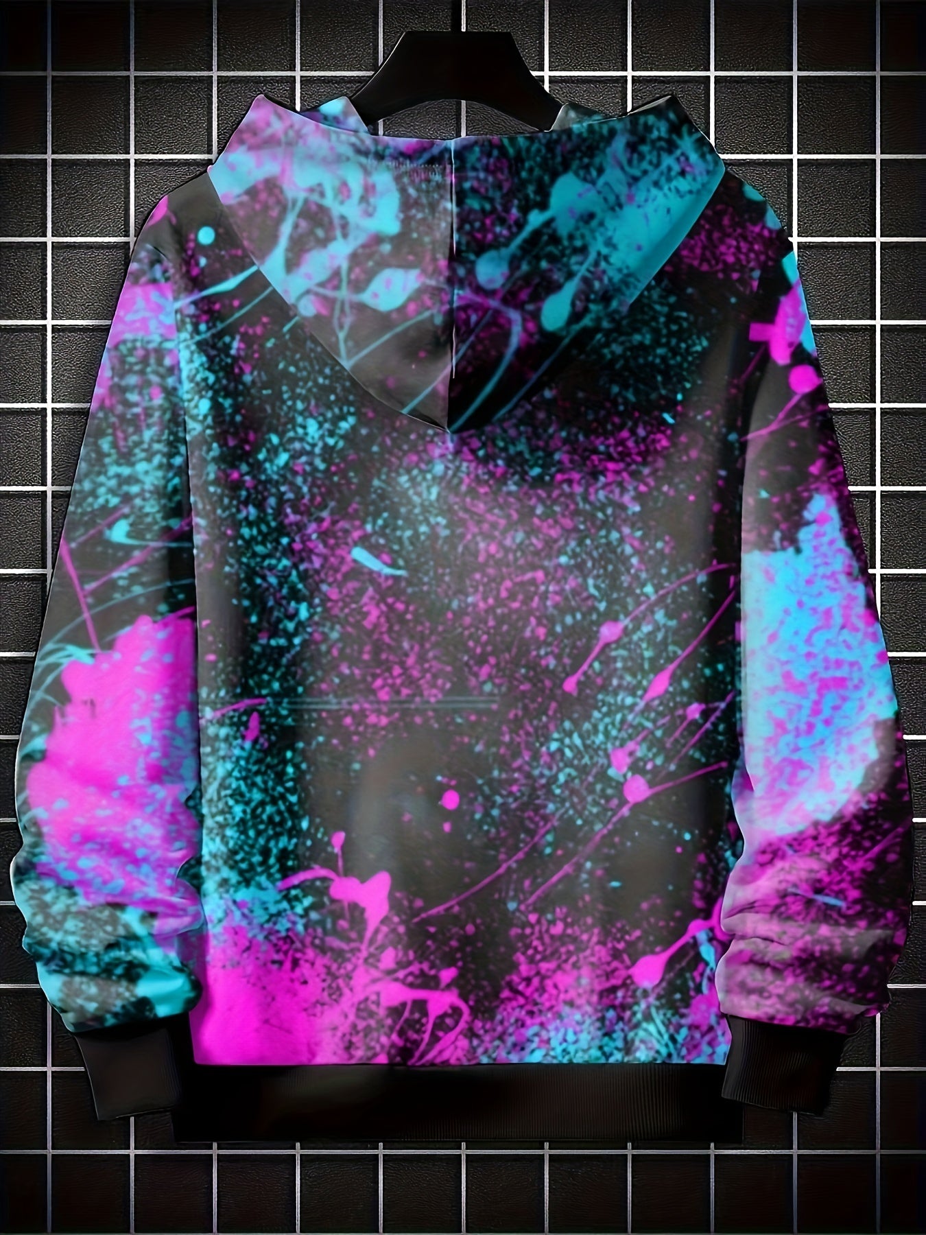 Men's Graphic All Over Print Hoodie with Kangaroo Pocket