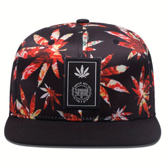 Men's Hip Hop Leaf Weed Cannabis Trucker Hat Snapback Embroidered Flat Brim
