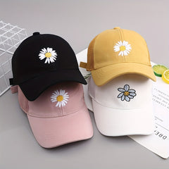 Summer Flower Embroidered Baseball Cap Unisex Sunhat Outdoor Hip Hop Hat