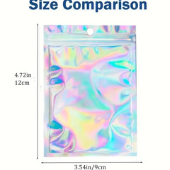 100pcs Holographic Rainbow Self-sealing Bags
