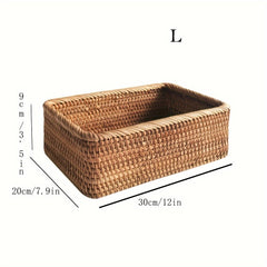 Rattan Braided Storage Basket for Desktop and Coffee Table