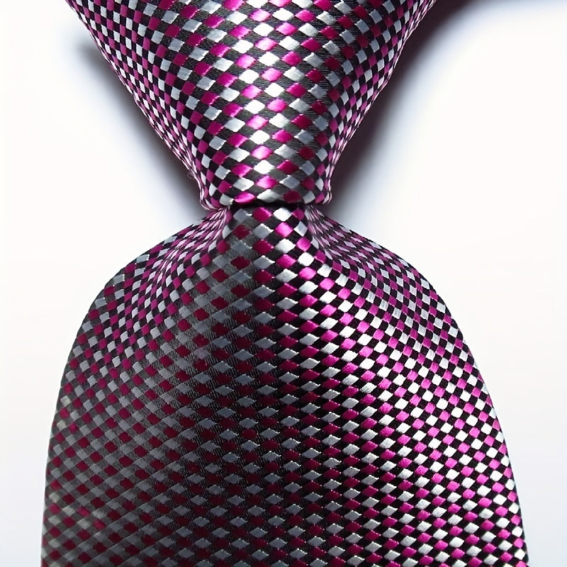 Men's Plaid Style Tie 8 Set Jacquard Woven Necktie