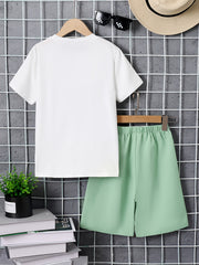 Boy's Teen Hooded T Shirt & Shorts Set for Summer