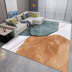 Modern Abstract Area Rug Living Room Non-slip TPR Base Soft Polyester Fiber