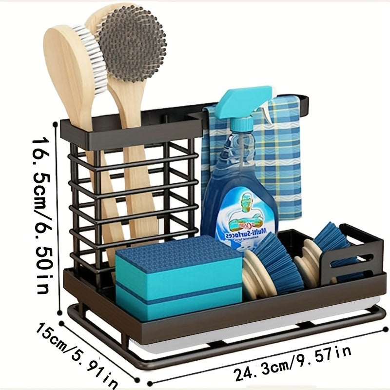 Metal Sink Caddy Kitchen Organizer with Drain Tray