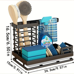 Metal Sink Caddy Kitchen Organizer with Drain Tray