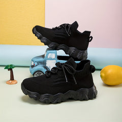 Boys Casual Breathable Woven Shoes Lightweight Non Slip Low Top Running Shoes
