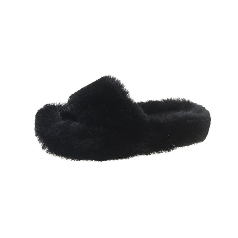Cozy Fluffy Plush Indoor Slippers Soft Sole Warm Fuzzy Open Toe Shoes