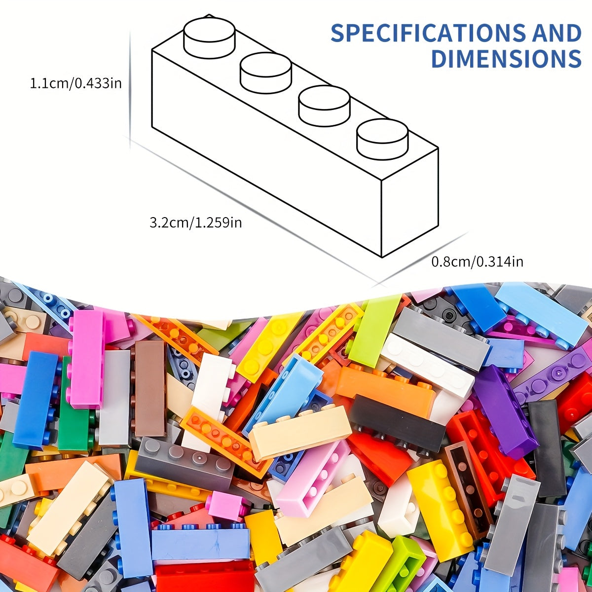 125pc 1x4 High Brick Building Blocks Puzzle Toy for Boys and Girls