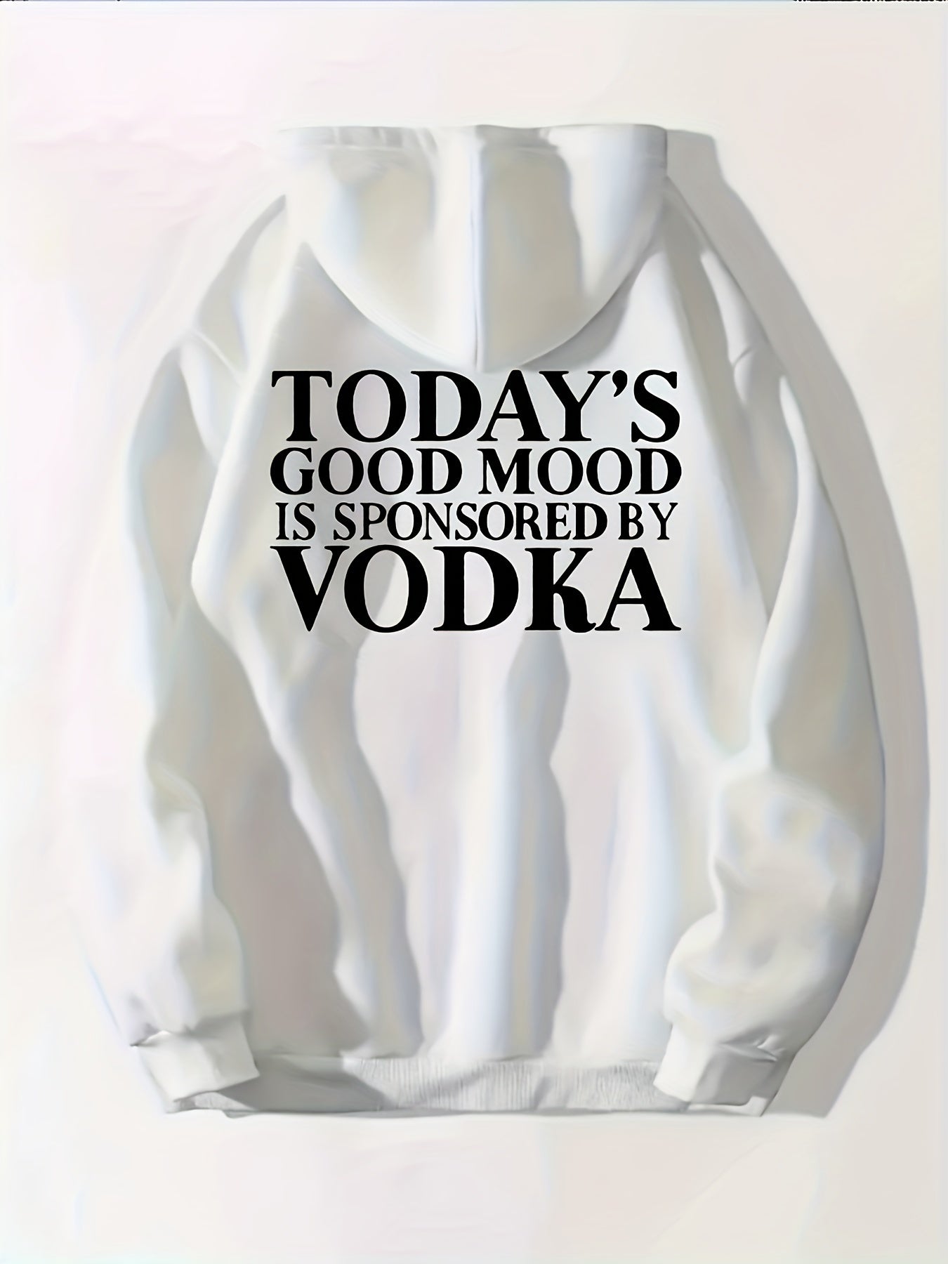 Vodka Print Zip Up Hoodie Casual Hooded Sweatshirt