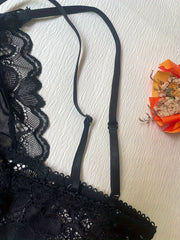 Floral Lace Unlined Bra Breathable Scallop Trim Lingerie