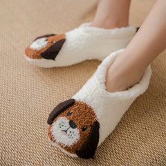 Cute Animal Fuzzy Socks Women's Low Cut Stockings