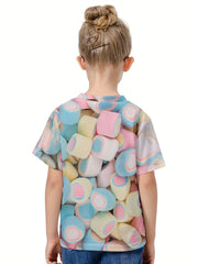 3D Candy Pattern Short Sleeve T-shirt for Summer Sports