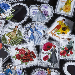 30pcs Vintage Flowers Stickers Lace Decal Collage Art Supplies Diy Paper