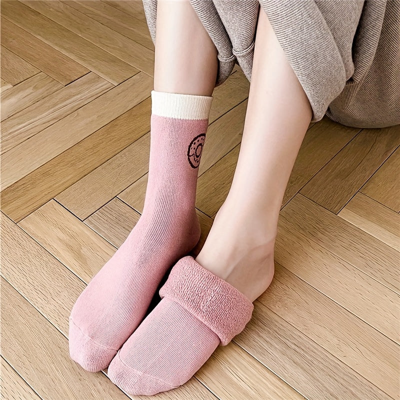 5 Pairs Cartoon Food Print Comfy Mid Tube Socks Women's Stockings & Hosiery