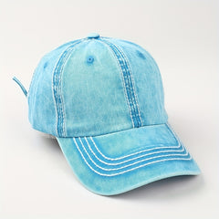 Lined Block Baseball Cap Distressed Craft All match Baseball Cap