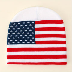 Flag Jacquard Beanie Cap Hip Hop Knit Hat Patriotic Skull Ca