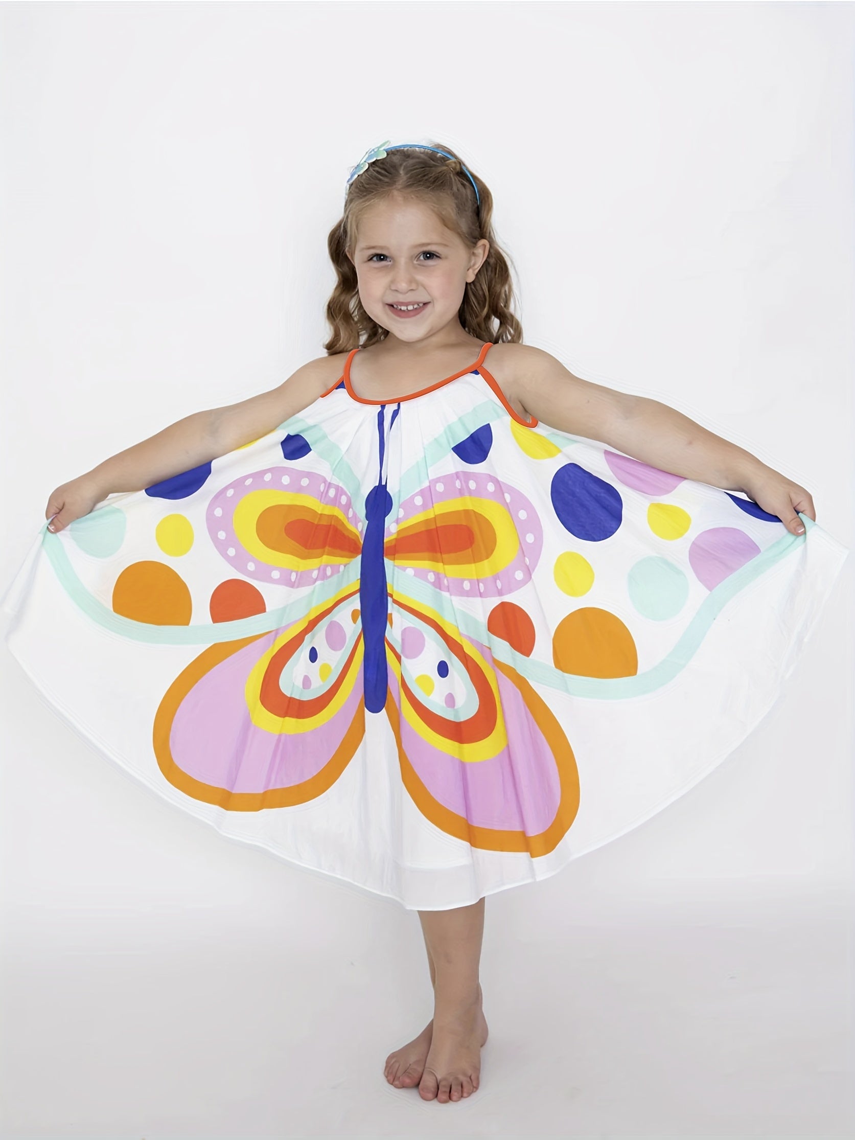 Toddler Girls Spaghetti Strap Rainbow Print Dress Baby Kids Clothes Summer