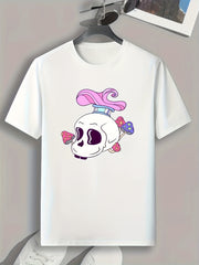 Cartoon Skull Print Men's Graphic T shirt Casual Comfy Tees For Summer