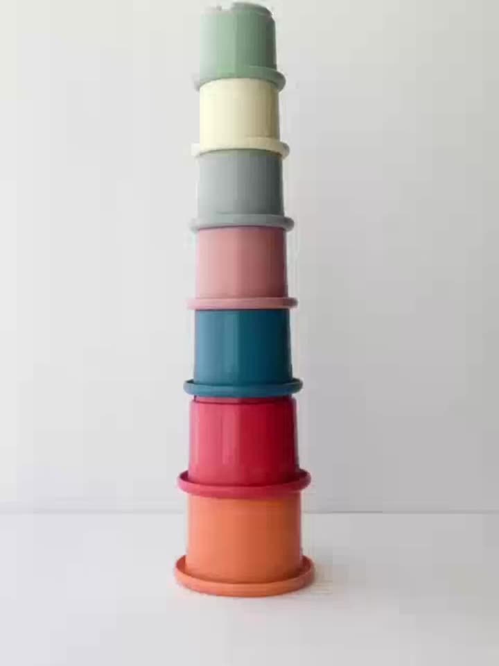 Kids Stacking Cup Toy Set - 8pcs Building Blocks for 1-3 Year Olds