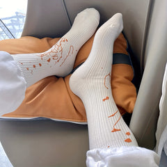 4 Pairs Graffiti Print Socks Breathable Mid Tube Stockings