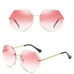 Large Rimless Sunglasses Gradient Metal UV400
