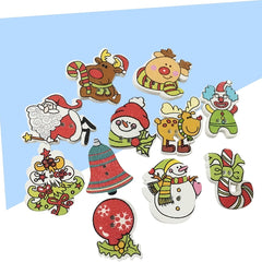10pcs Santa Wooden Buttons Holiday Scrapbooking DIY Buttons