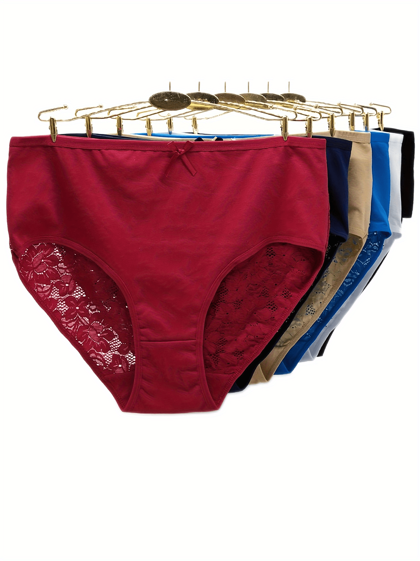 6pcs Lace Briefs Comfy & Stretchy Intimates Panties