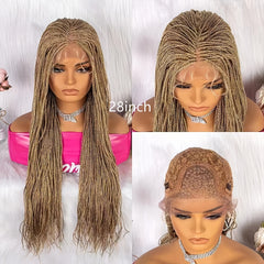Thin Twist Braided Wigs Knotless Synthetic Hair Lace Front Wigs