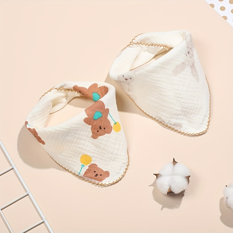 Soft Feeding Bib Lace Bear Print for Babies