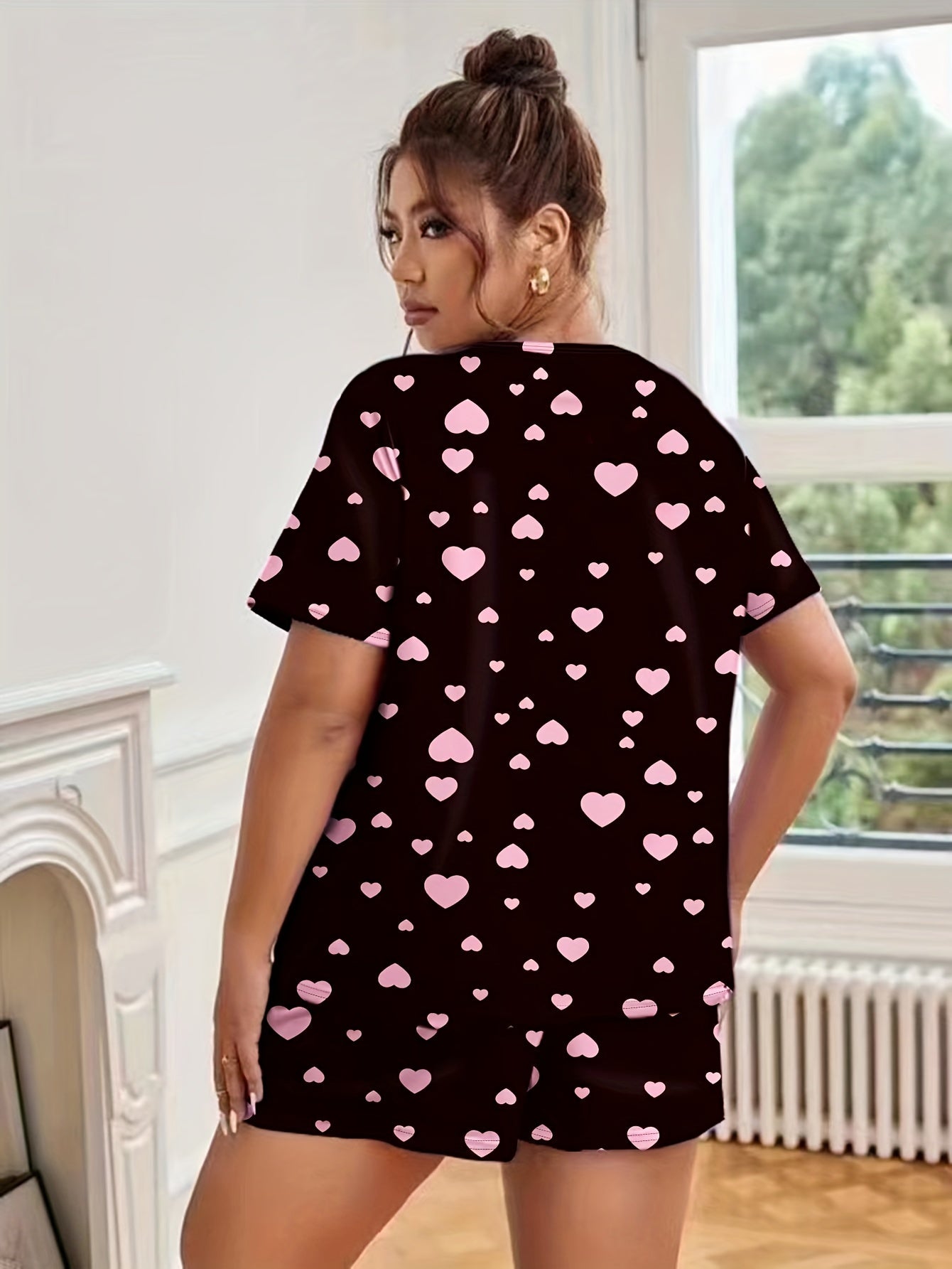 Heart Print Tee & Shorts Set
