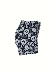 Ghost Print High Rise Skinny Shorts