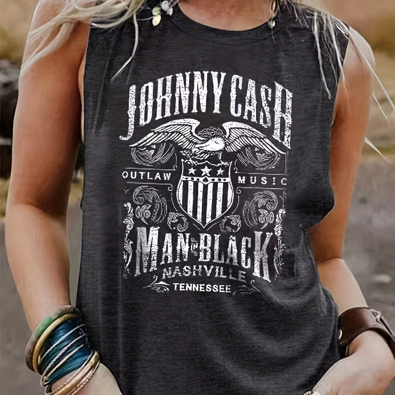 Letter Print Crew Neck Tank Top Casual Sleeveless Top For Summer