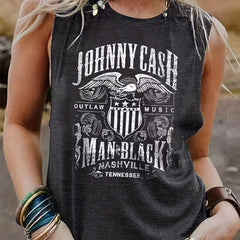Letter Print Crew Neck Tank Top Casual Sleeveless Top For Summer
