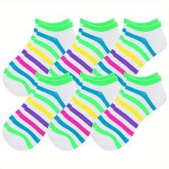 6 Pairs Candy Socks Women's Low Cut Ankle Socks