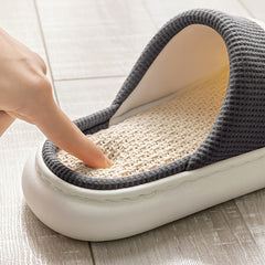 Linen Slides Slippers Casual Non-slip Home Shoes Open Toe Sandals
