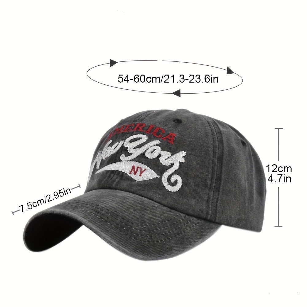 Vintage Embroidery Denim Baseball Cap Distressed Sunshade Hat
