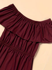 Stylish Ruffle Trim Cami Dress Parent Child Outfit