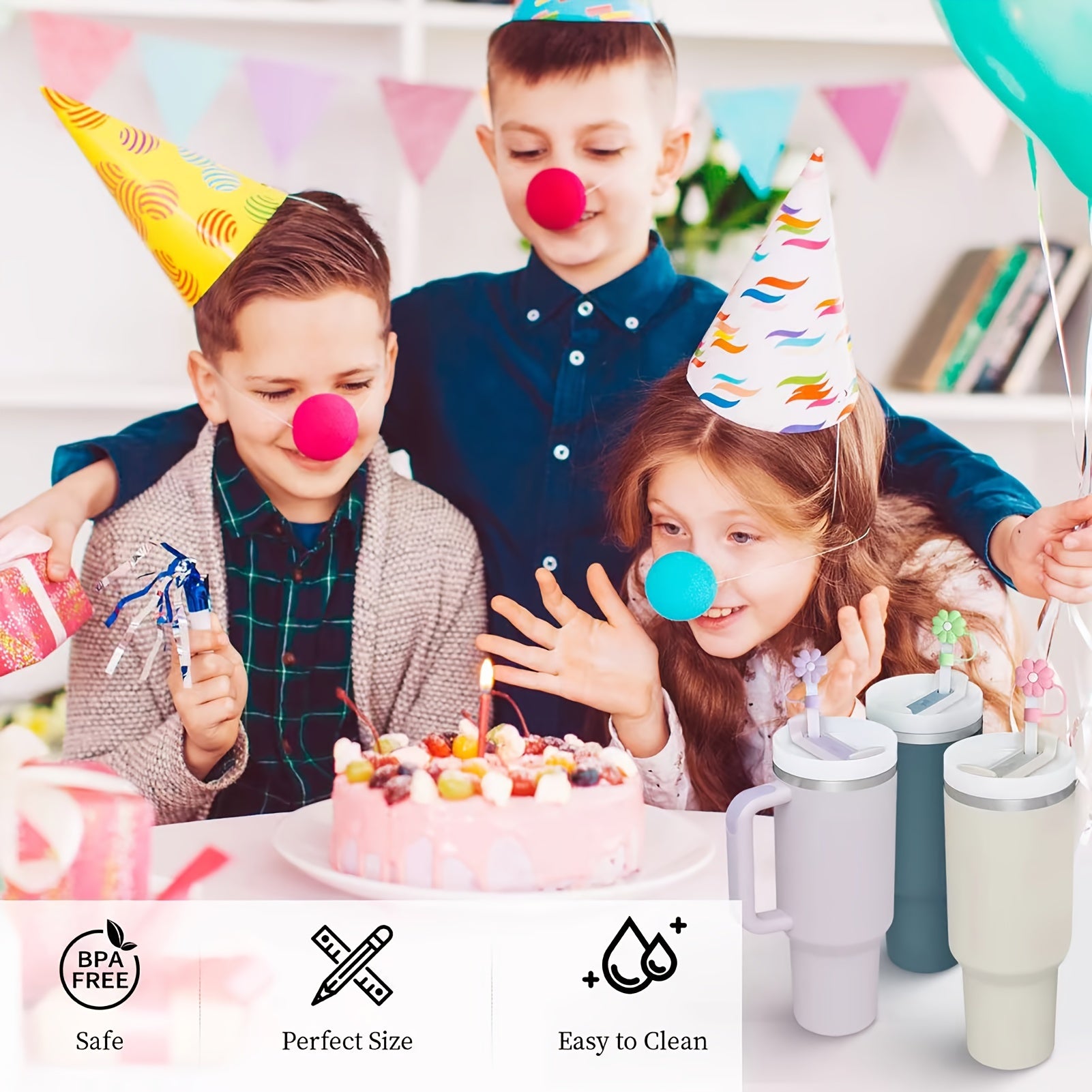 6pcs Flowers Shaped Straw Tip Covers Silicone Soft Straw Plugs For 10mm Straws