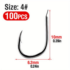 100pcs Durable Fishing Hooks for Jigging and Carp Fishing