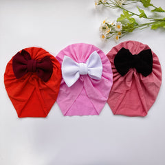Baby Girls Twill Bubble Bownot Decor Turban Soft Hair Wrap Head Accessories