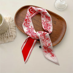 Silky Printed Ribbon Scarf for Women
