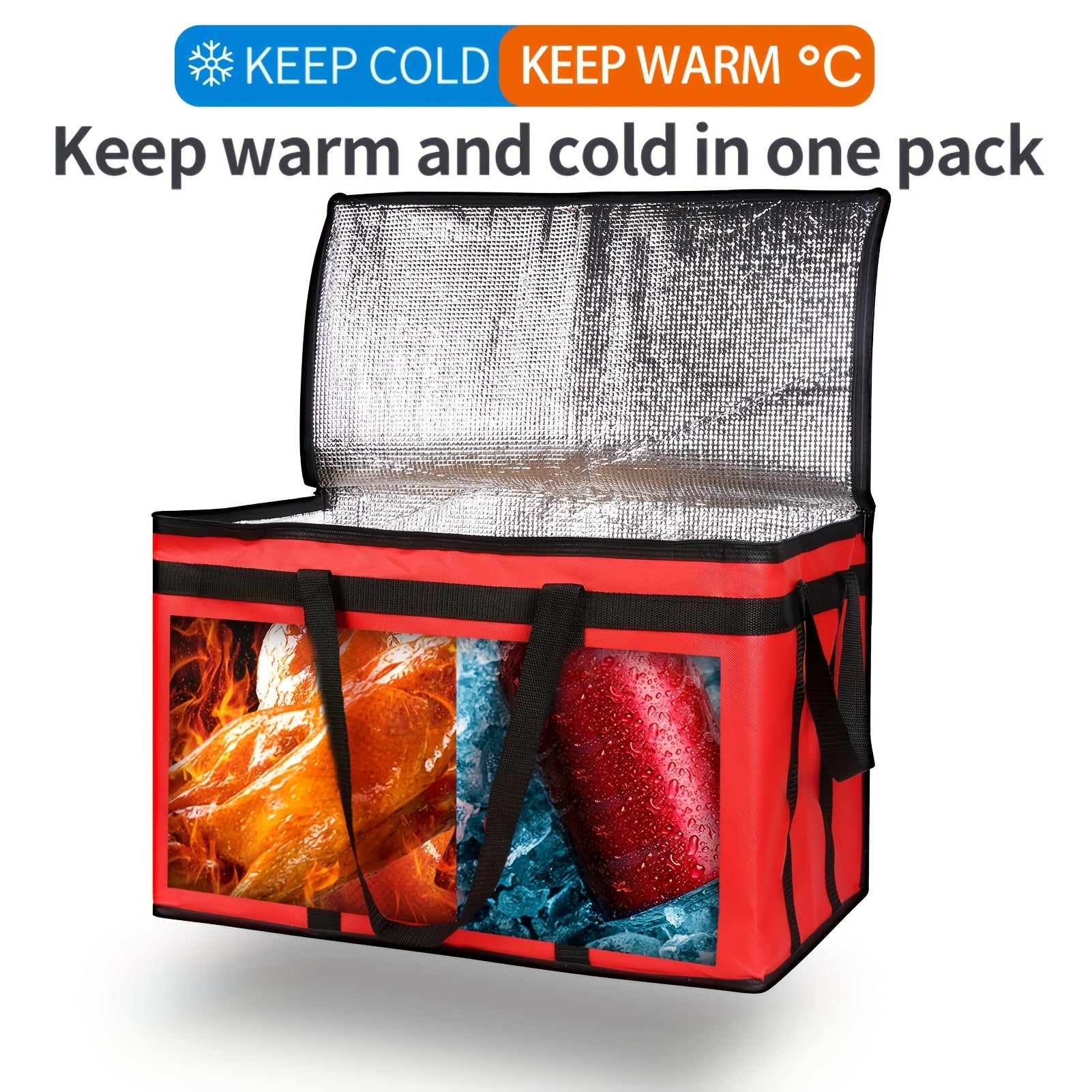 Red XXXL Insulated Reusable Tote Bag for Shopping Camping