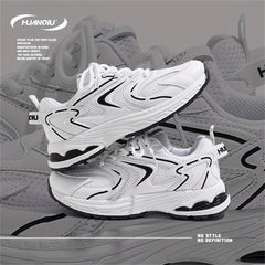 HUANQIU Lace-up Chunky Sneakers Mesh Breathable Running Shoes