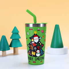 Christmas Vacuum Water Bottle 17oz Stainless Steel Insulated Leakproof Cup