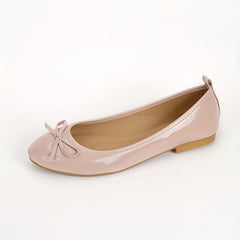 Women's Bow Ballet Flats Almond Toe Slip On Patent Leather Shoes