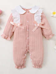Baby Lace Bow Romper Long Sleeves