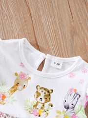 Cute Animal Print Romper for Baby Girls