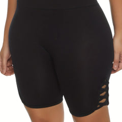 Side Criss Cross High Rise Skinny Shorts