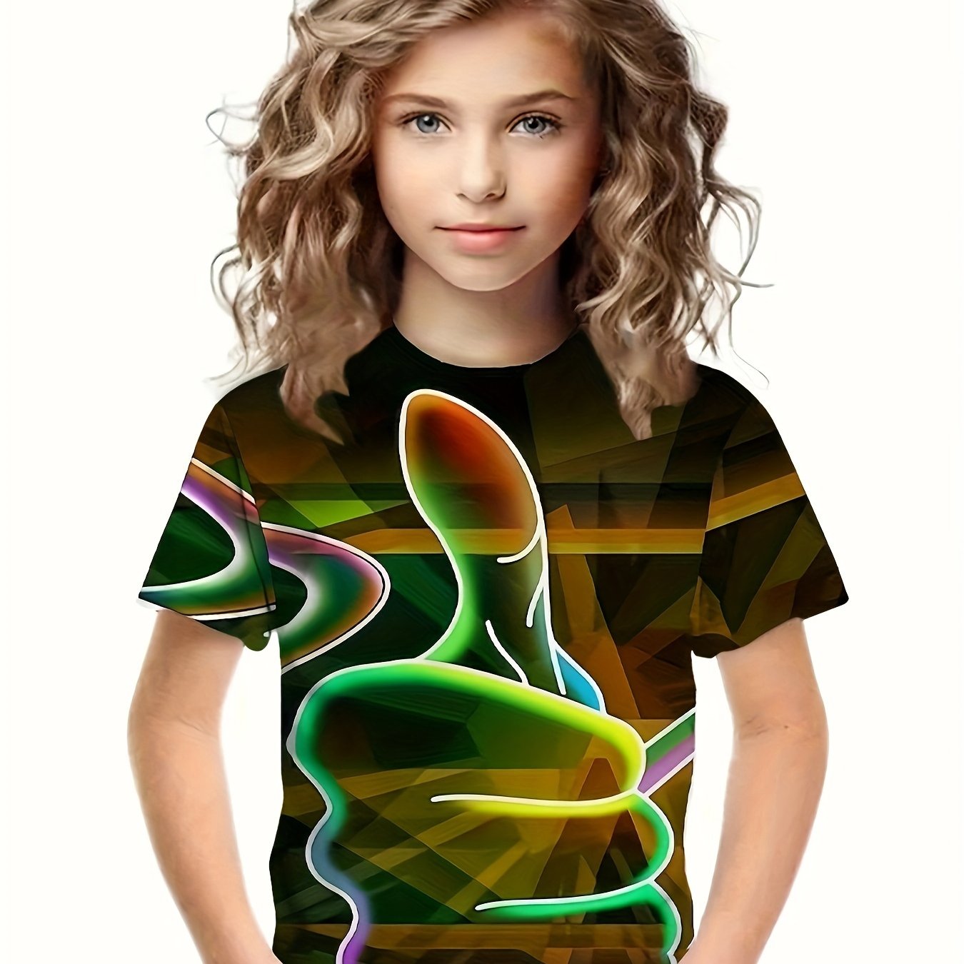 3D Print Thumb Graphic Short Sleeve T shirt for Boys Girls